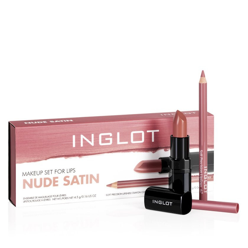 Dodaq makiyajı üçün dəst Inglot Makeup Set for Lips Nude Satin